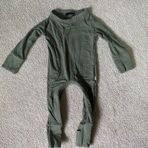 Little Sleepies Olive Green Baby Crescent Zippie